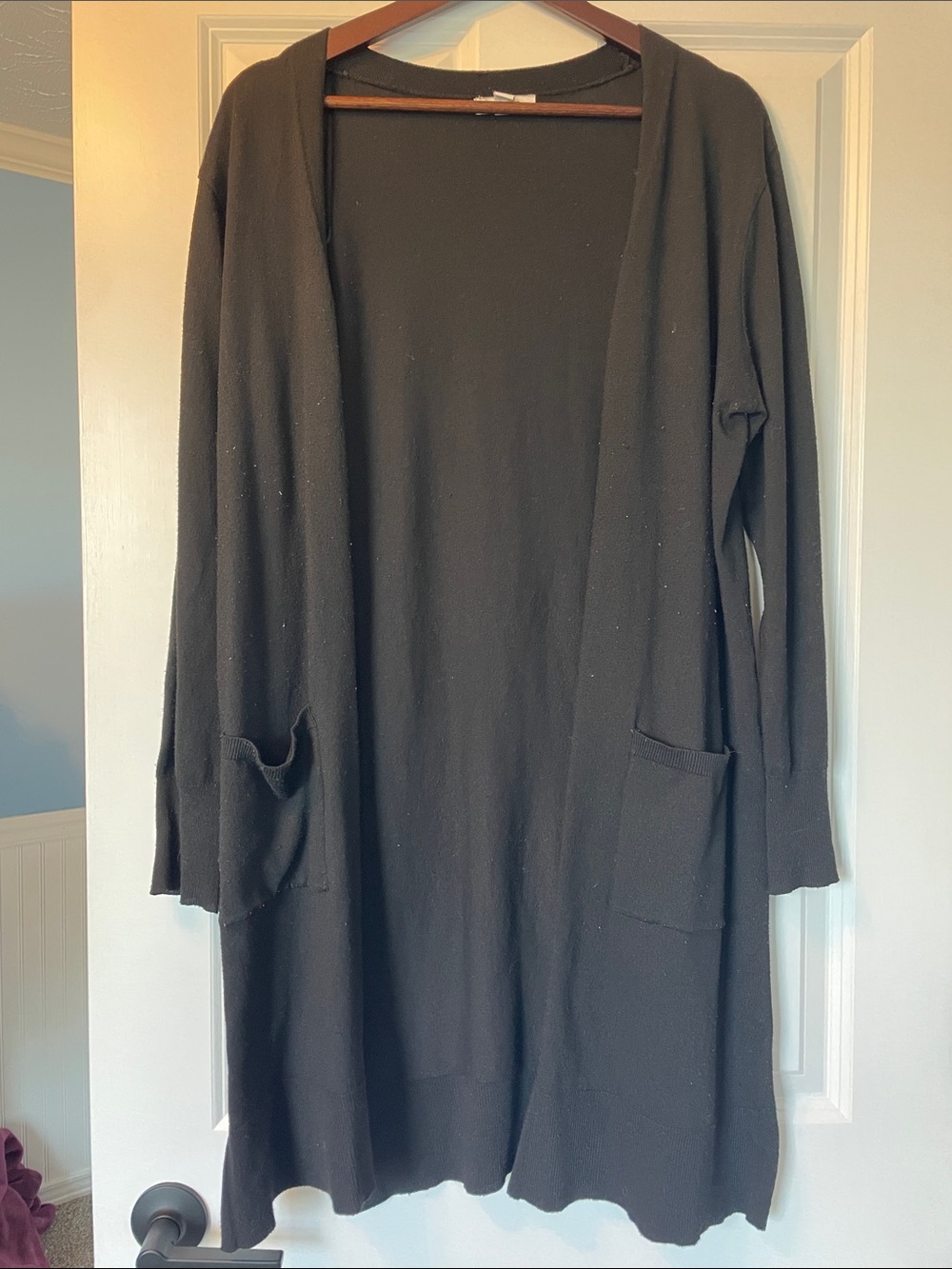 Nine West Black Open-Front Long Cardigan